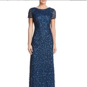 Adrianna Papell Navy Formal Gown/Prom Dress